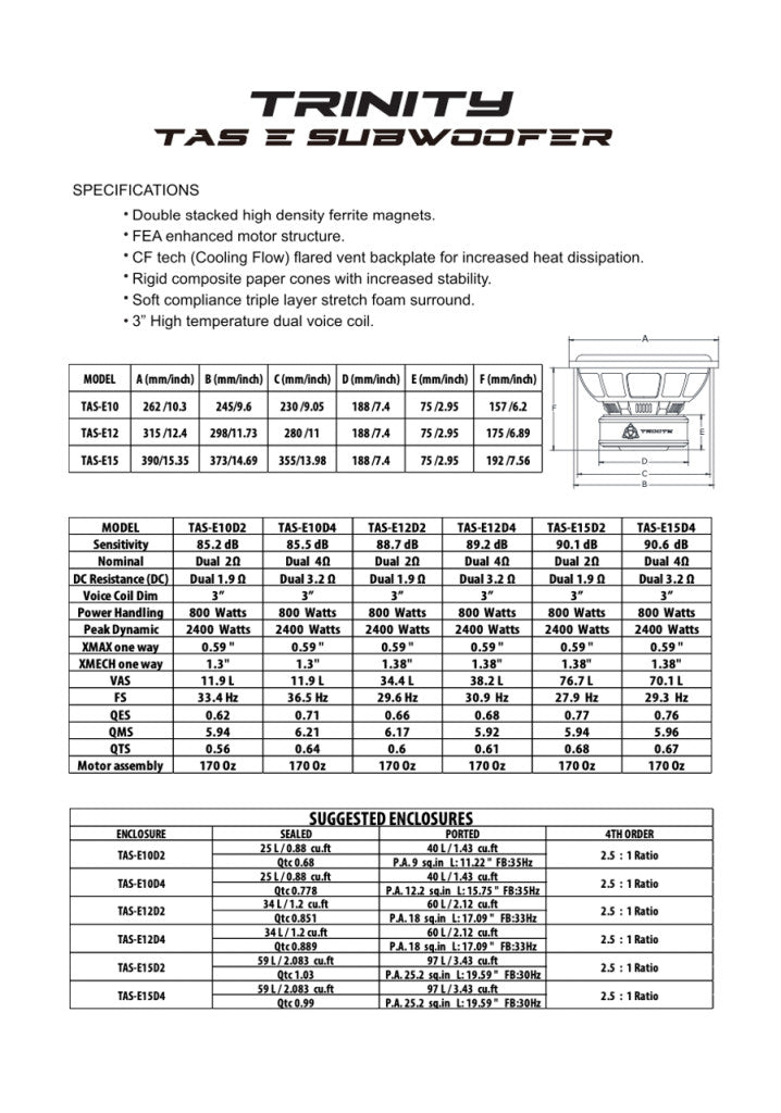 Trinity Audio E Series 12 PaperWork