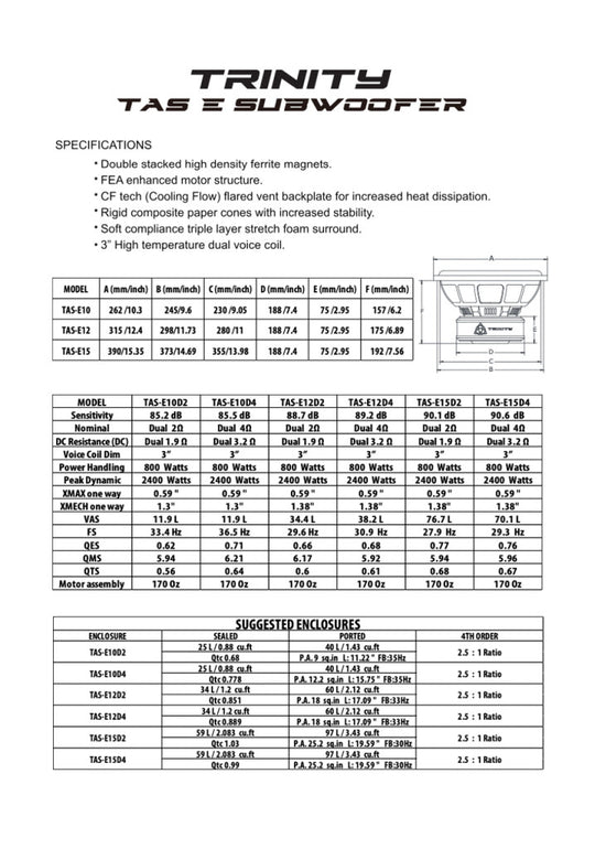 Trinity Audio E Series 12 PaperWork