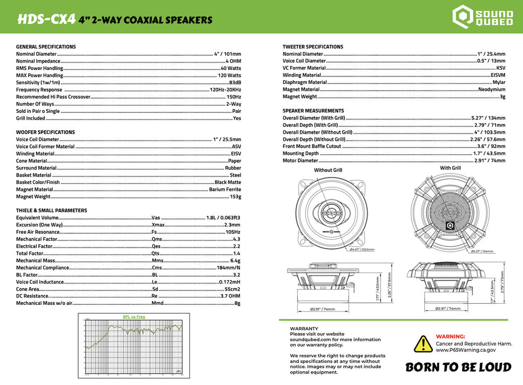 Soundqubed HDS Series 4" Coaxial 2-way Speakers (Pair)