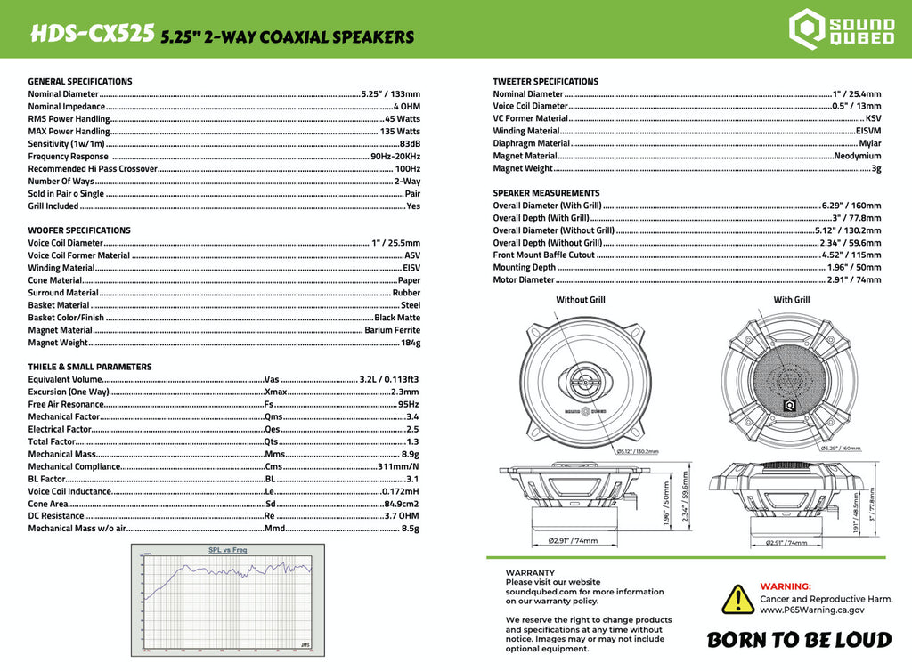 Soundqubed HDS Series 5.25" Coaxial 2-way Speakers (Pair)