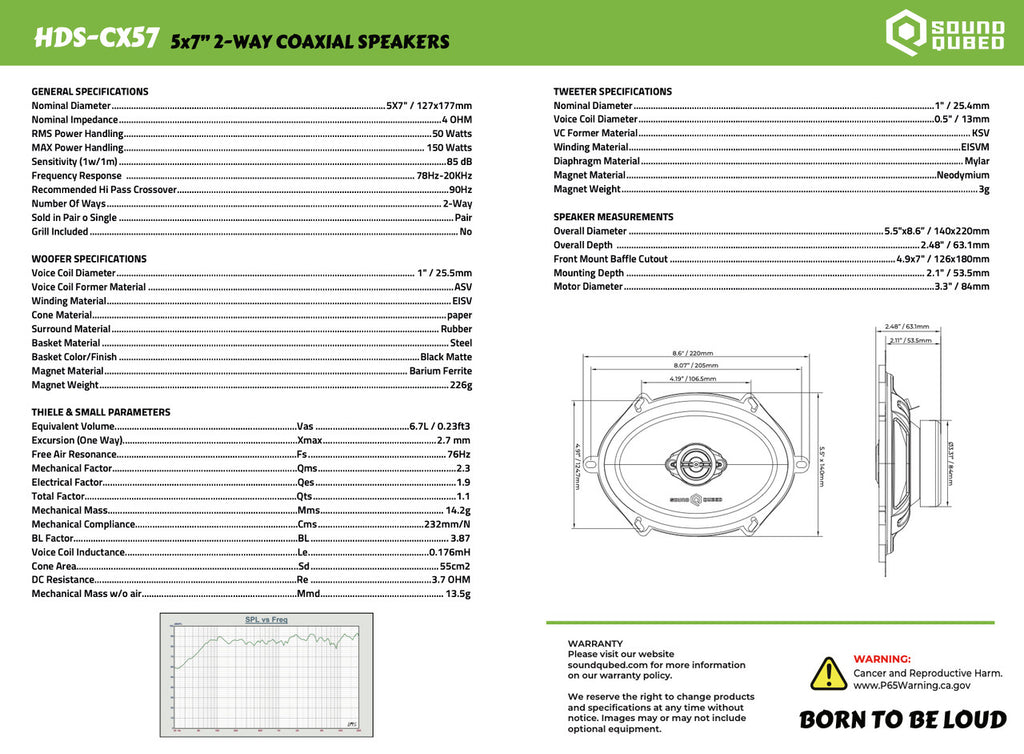 Soundqubed HDS Series 5x7" Coaxial 2-way Speakers (Pair)