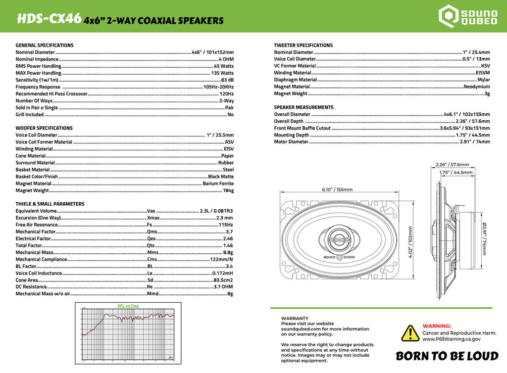 Soundqubed HDS Series 4x6" Coaxial 2-way Speakers (Pair)