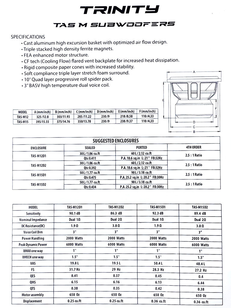Trinity Audio M series 12" PaperWork