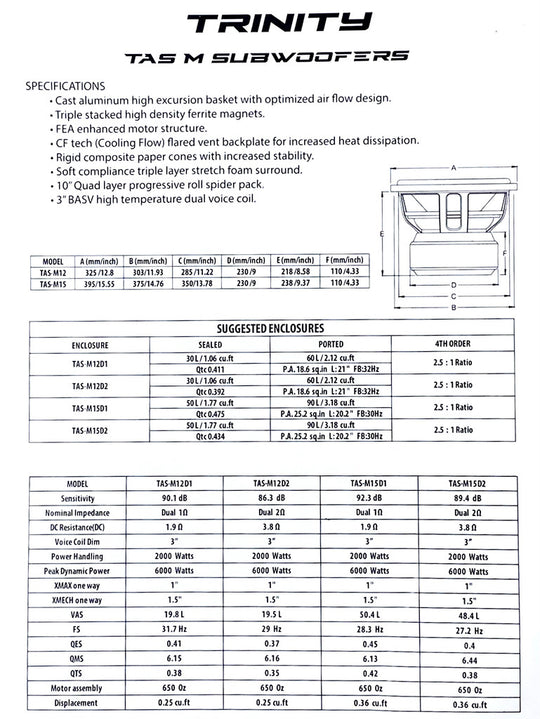 Trinity Audio M series 12" PaperWork